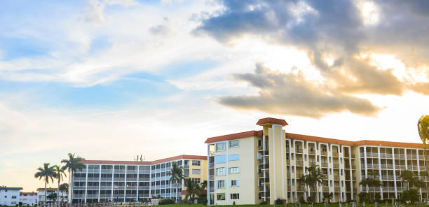 istock Residential apartment complexes at dusk 1192386083