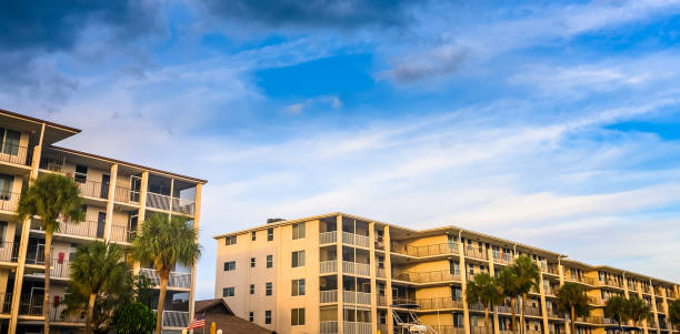istock Residential apartment complexes at dusk 1192386123