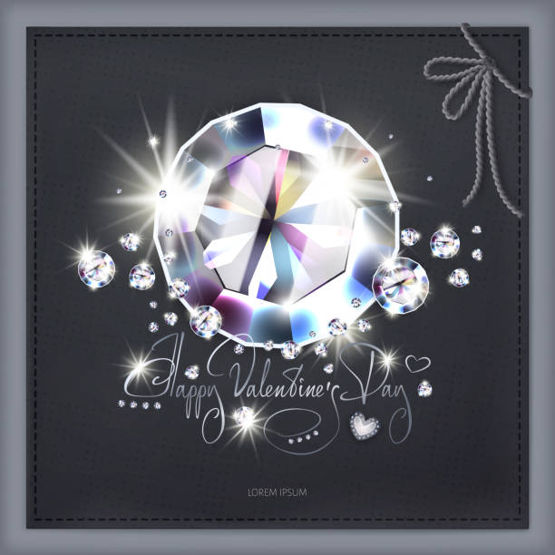 istock Bright Diamond for happy Saint Valentine's Day in vector. Luxury hight detailed diamonds with heart for 14 February Valentine day. Greeting card template over dark background. 1192389689