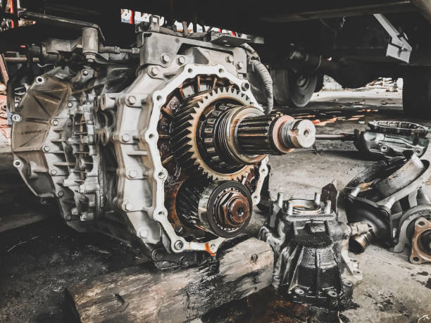 closeup gears of car engines. - ball bearing engineer machine part gear imagens e fotografias de stock