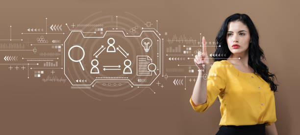 istock Human resources theme with business woman 1192398497