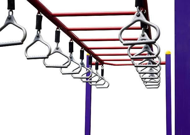 Closeup playground equipment iMonkey bars isolated on white background with clipping path, horizontal composition