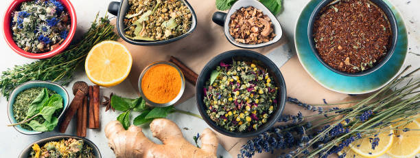 istock Different kinds of herbal tea. 1192417172