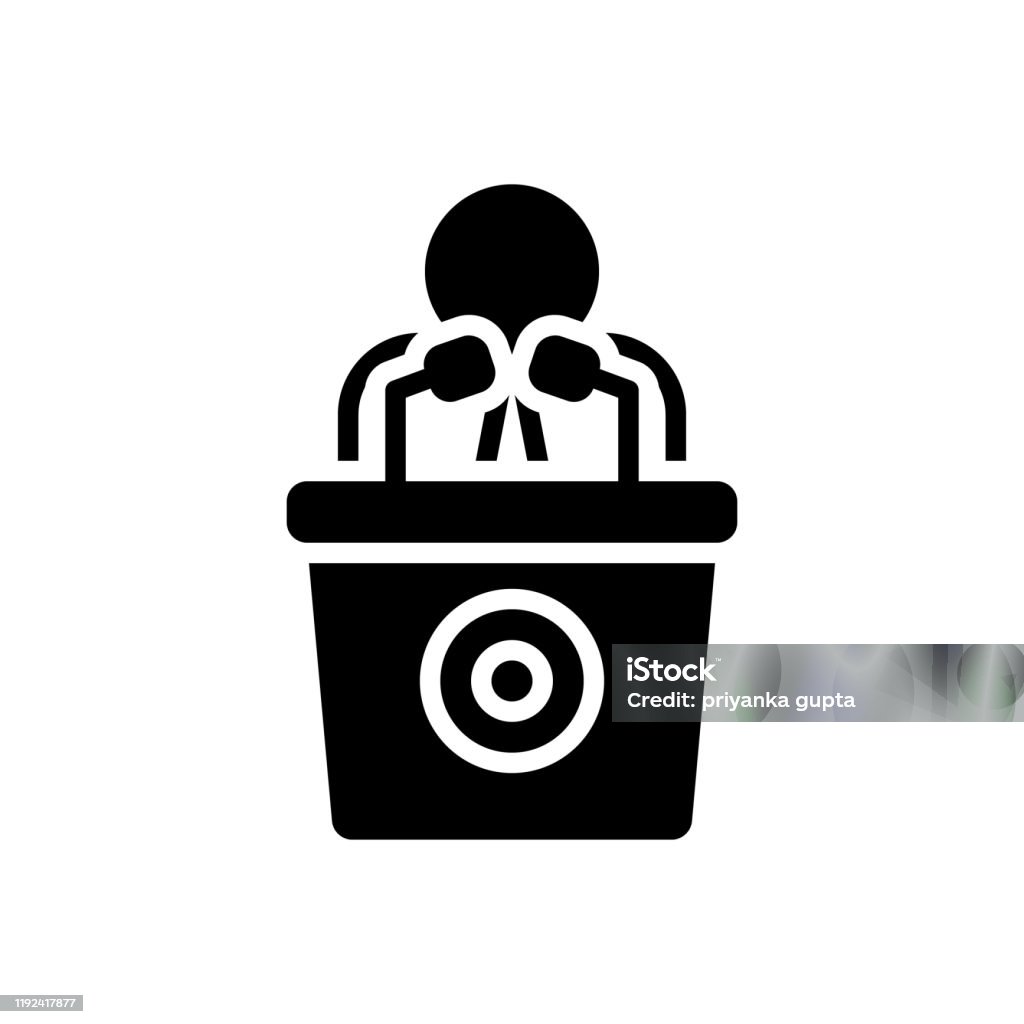 Man Talking By A Speaker Stock Illustration Download Image Now
