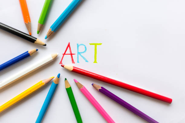 istock Art with paper,color pencils ,and tools. Creativity school. Copy space. 1192429953