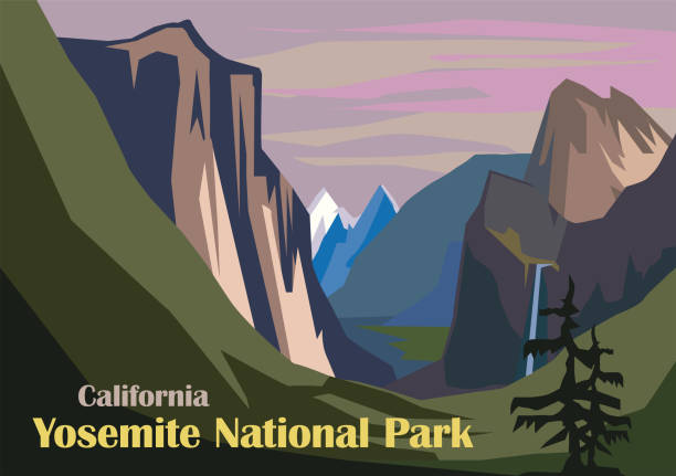 illustrations, cliparts, dessins animés et icônes de paysage de vue de tunnel, parc national de yosemite - parc national de yosemite