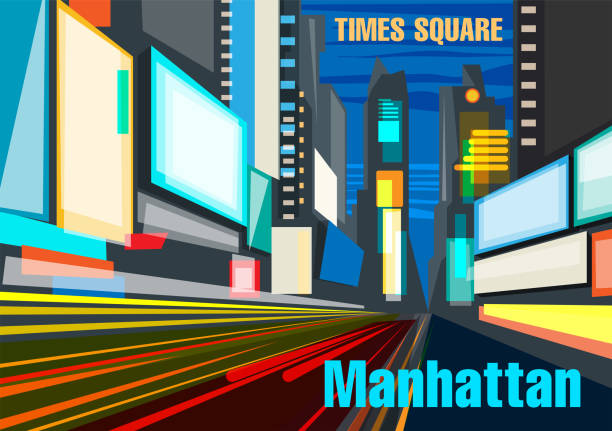 New York, Times Square New York, Times Square, entertainment center and neighborhood in the Midtown Manhattan, United States times square stock illustrations