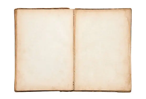 Photo of Open old blank book with clipping path
