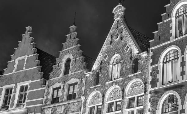 istock Black and white view of Bruges homes 1192432506