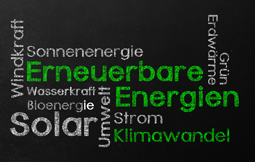 Slogan cloud with text for renewable energy