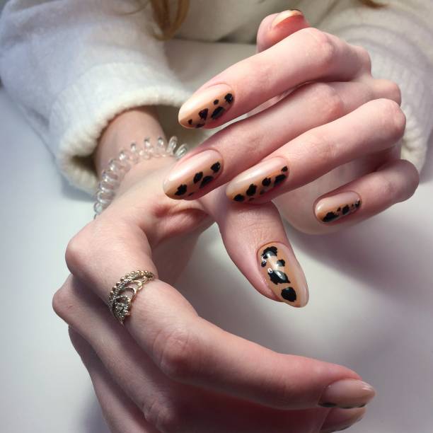 istock French manicure on women's thick handles with leopard design. 1192443592
