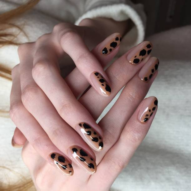 istock French manicure on women's thick handles with leopard design. 1192443786