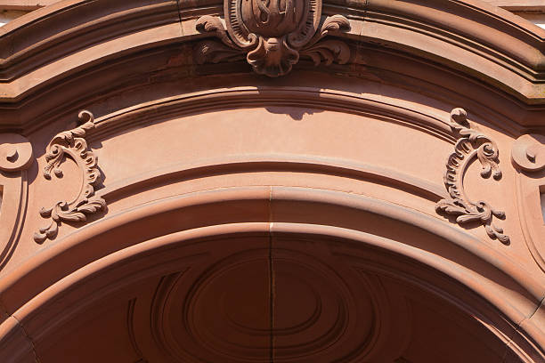 istock Vintage chiseled empty sign above entrance 119244507