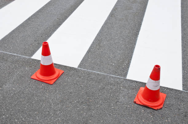 Crosswalk freshly painted Crosswalk freshly painted freshly painted road markings stock pictures, royalty-free photos & images