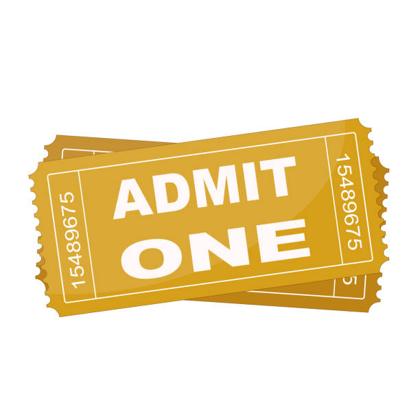 istock Golden cimena or theatre ticket admit one, element for design on white, stock vector illustration 1192449521