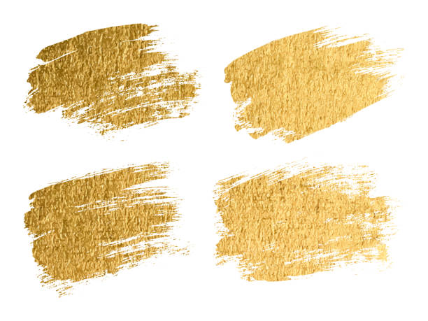 istock Gold paint smear stroke stain set. Abstract gold glitter texture art illustration. Vector 1192449816