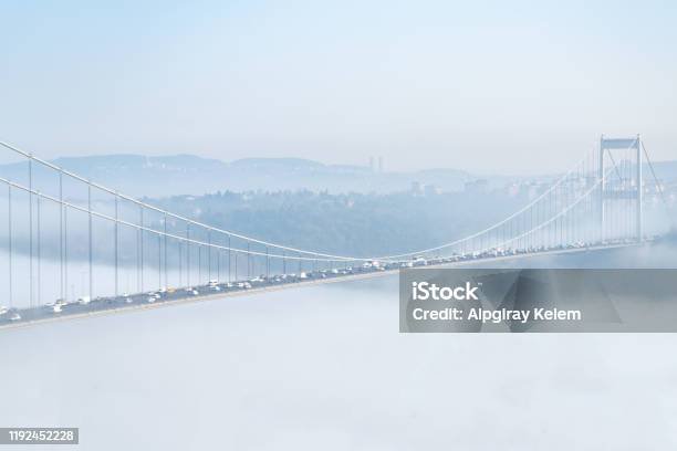 Fogy Air Over The Sea Great Istanbul Bosphorus Bridge Stock Photo - Download Image Now