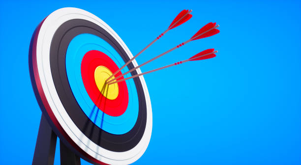 istock Archery target and arrow on blue sky 1192452329