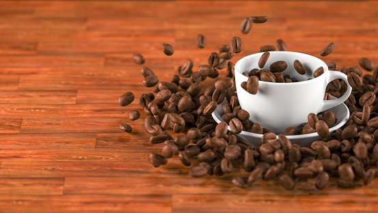 3d rendering of coffee beans background.