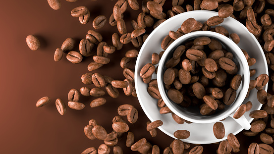 3d rendering of coffee beans background.