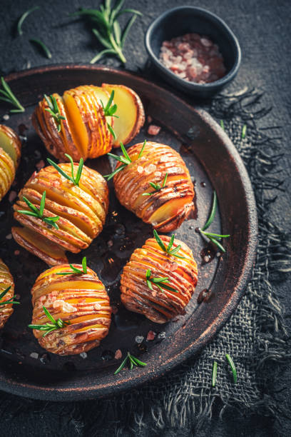 istock Homemade Hasselback with salt, herbs and oil 1192453480
