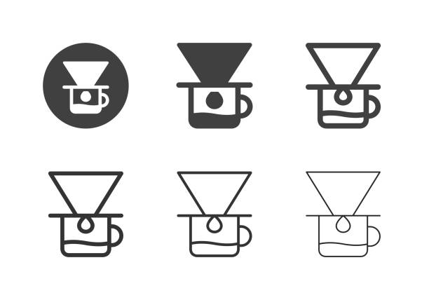 ilustrações de stock, clip art, desenhos animados e ícones de coffee drip icons - multi series - old fashioned horizontal black coffee cup