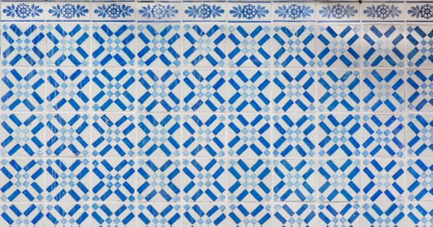 istock Ornate brightly colored Portugese tile texture in blue and white 1192456504