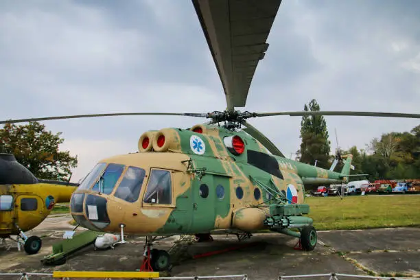 A picture from the old abandoned military airbase in Czech republic, full of old rusty planes and helicopters.