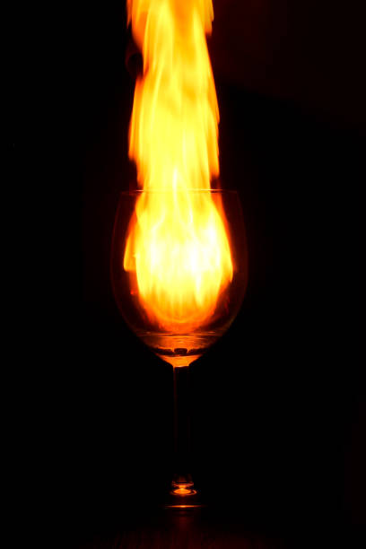 istock Playing with the fire traces around the glass 1192461963