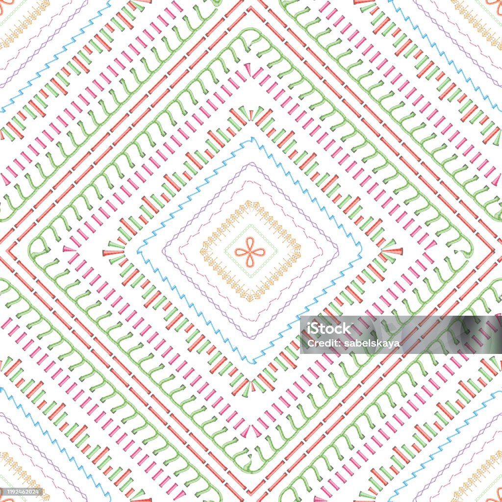 Sewing Stitches Seamless Pattern Or Thread Embroidery Texture Vector ...