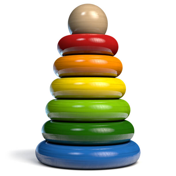 istock Colorful Toy Pyramid with Stacked Wooden Rings 1192462995