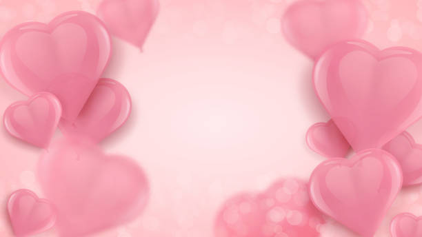 istock Pink Air Heart Shaped Balloons executed in a realistic manner. Vector holiday illustration of flying balloons. Valentine's Day, Women's Day or Wedding invitation festive decoration on rosy background 1192467032