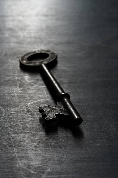 istock Vintage key on wooden background 1192470499