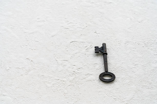 istock Vintage key on wooden background 1192470563