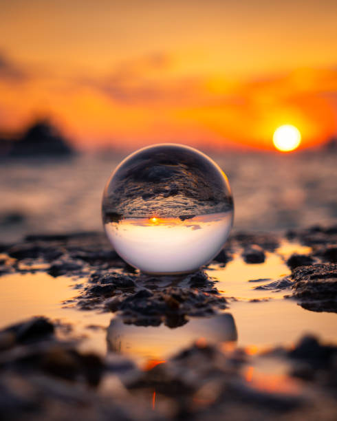 Lensball Sunset at the sea