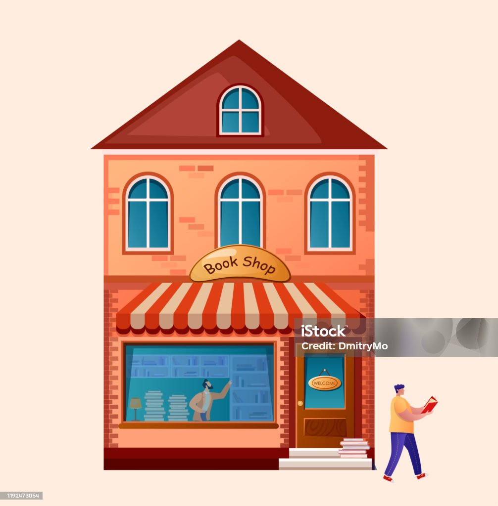 Cửa Hàng Sách Xây Dựng Thị Trường Bên Ngoài Minh Họa Vector Phẳng ...
