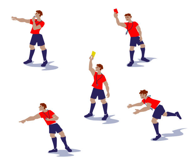 illustrations, cliparts, dessins animés et icônes de arbitre - athlete soccer player men professional sport