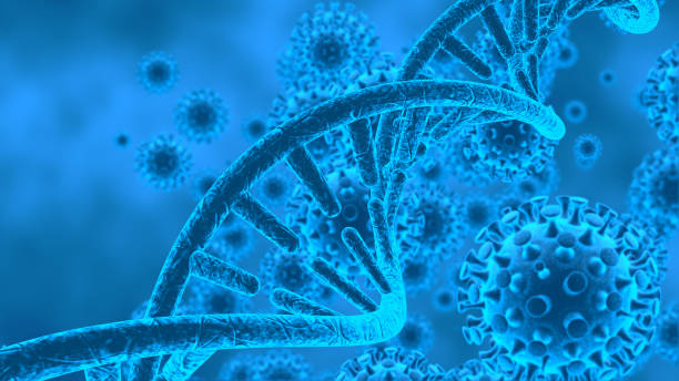 istock dna and 3d illustration pathogenic viruses causing infection in host organism, Viral disease outbreak, virus abstract background 1192474065