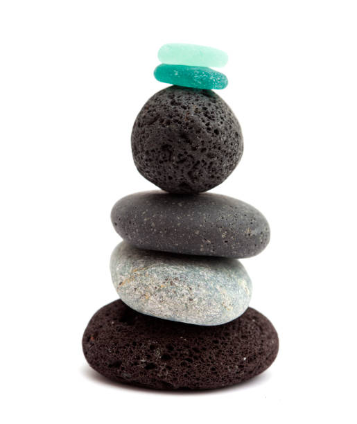istock small zen pyramid of dark Canarian lava pebbles 1192474371