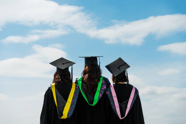 istock Rear view of three graduate students looking at sky 1192474937