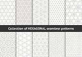 istock Subtle hexagon pattern collection. Set of vector geometric seamless textures 1192481395