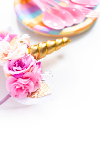 istock Objects for unicorn themed kids birthday party. 1192482596