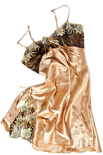 istock Gold silk female underwear with lace 119248303