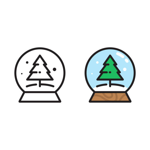 illustrations, cliparts, dessins animés et icônes de conception plate d'icône de globe de neige. - snow globe dome glass transparent