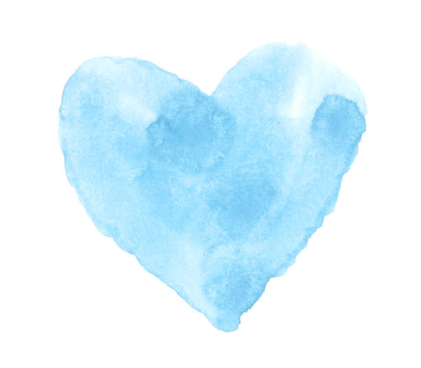 istock Watercolor painted blue heart, hand draw element for your design. 1192483903