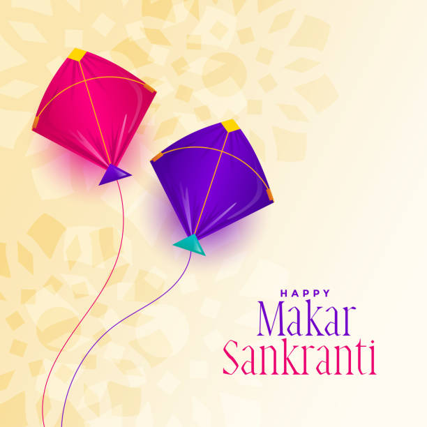 makar sankranti festival with two kite background makar sankranti festival with two kite background happy pongal pics stock illustrations