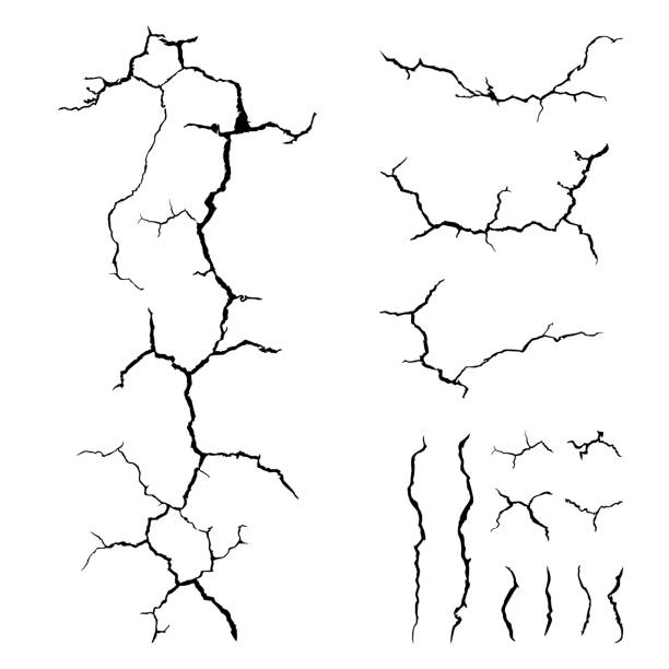 ilustrações, clipart, desenhos animados e ícones de linhas de crack para fundo abstrato em fundo branco - crackle