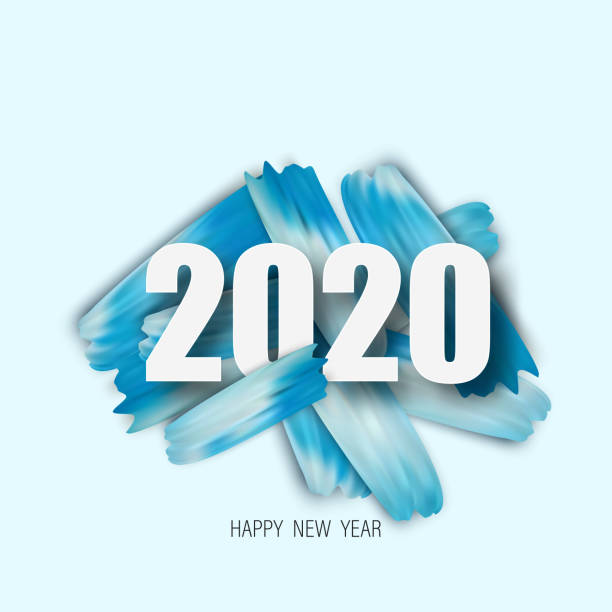 istock Blue acrylic brushstroke with shadow. Abstraction design. Christmas and New Year. Texture oil paint smear.Vector 1192485351