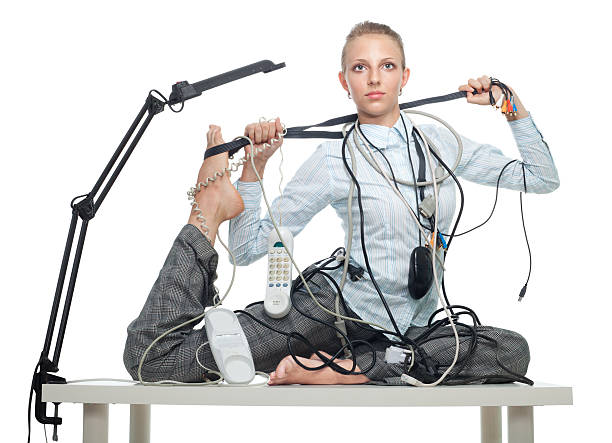 istock Flexible business woman dealing with disorder 119249105