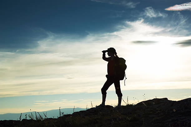 istock The girl at mountain top 119249155